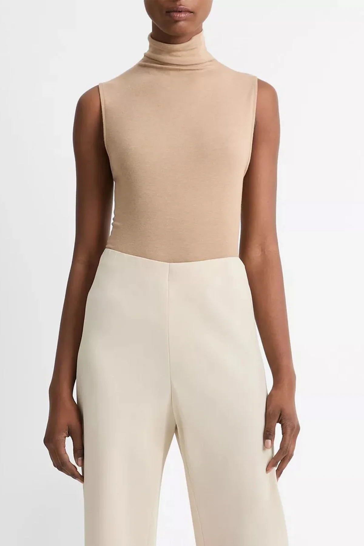 Sleeveless Turtleneck in Heather Cashew - S | Shop Olivia