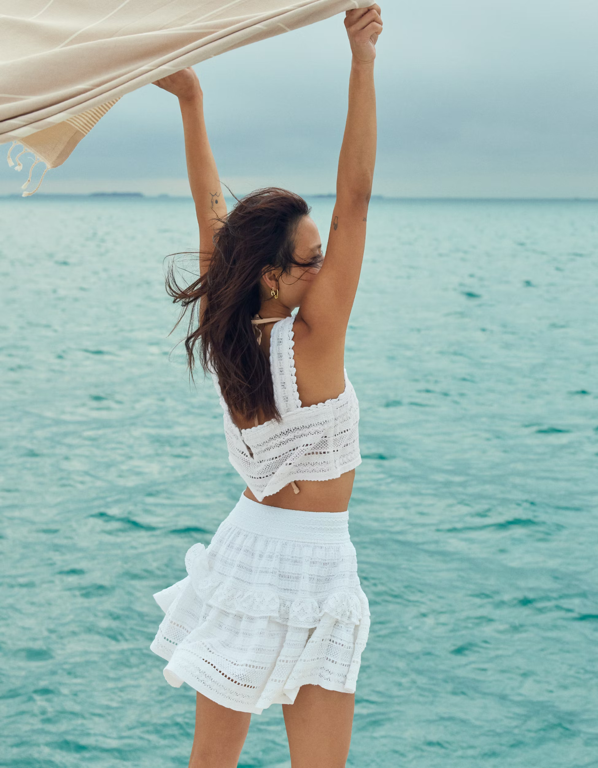 Aerie Textured Lace Ruffle Mini Skirt | American Eagle Outfitters (US & CA)