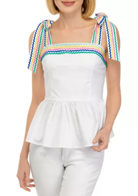 Women's Sleeveless Ric Rac Peplum Top | Belk