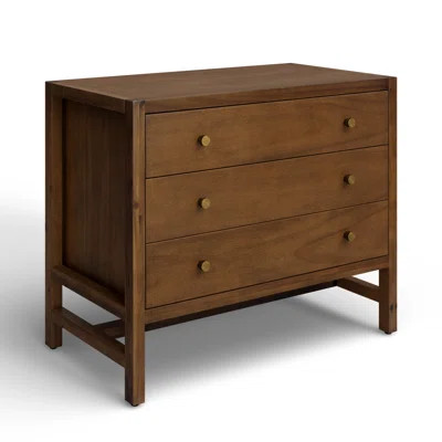 Soline 3 - Drawer Solid Wood Nightstand in Saddle Tan | Wayfair North America