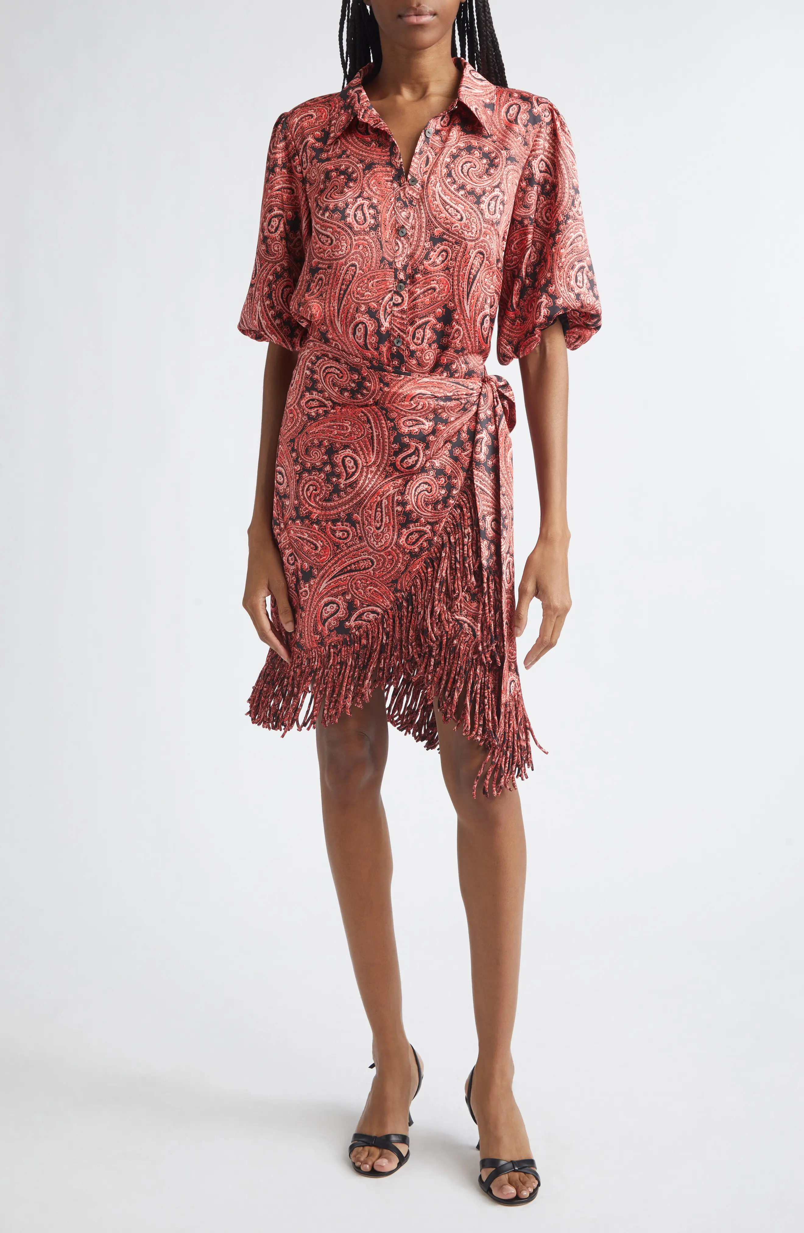 Cinq à Sept Hendrix Paisley Kember Minidress in Obsidian/jasper Pink at Nordstrom, Size 2 | Nordstrom