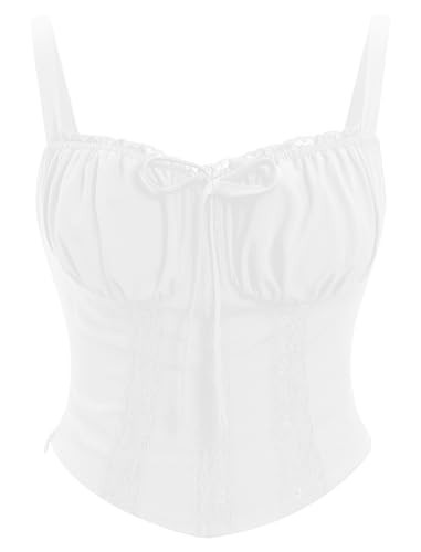 EFOGEP White Corset Top White Corset Tops for Women Corset Tank Top White Corset Dress Corset Tops for Women Going Out White Lace Tops White Corset Shirt White Going Out Tops White L | Amazon (US)