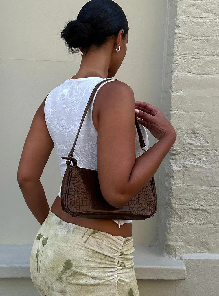 Peta & Jain Piper Bag Chocolate Croc | Princess Polly US