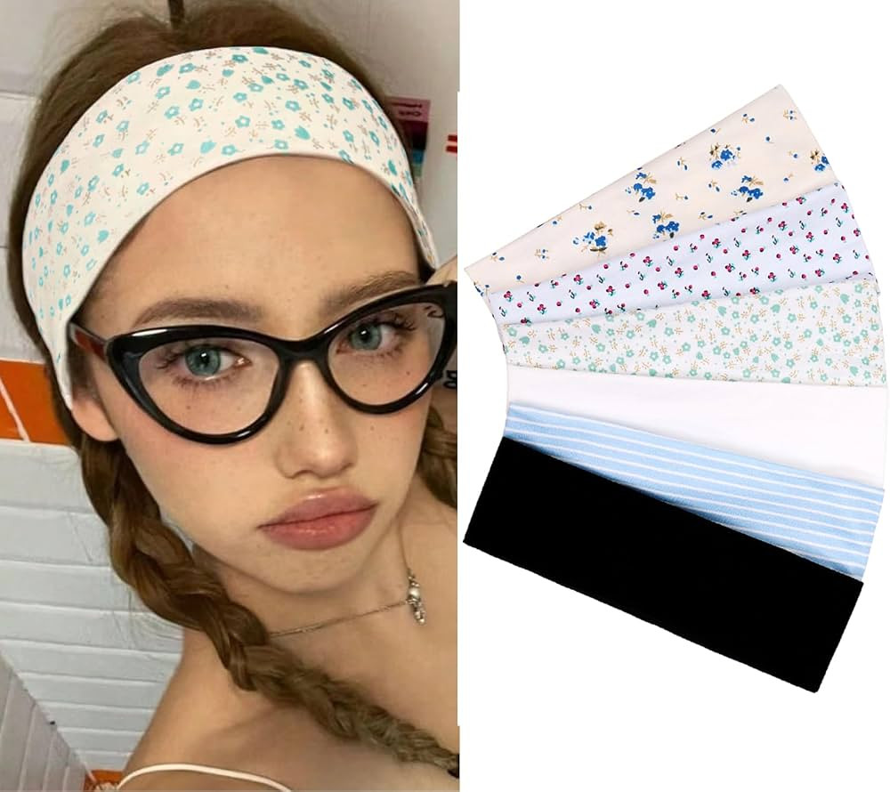 Leeven Fashion Headbands for Women 6 PCS Non Slip Soft Elastic Hair Bands Headband Yoga Running S... | Amazon (US)
