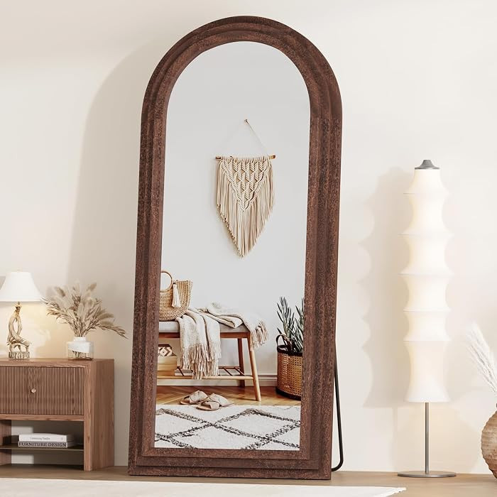 External Three-Layer Arched Full Length Mirror with Solid Wood Frame | Amazon (US)