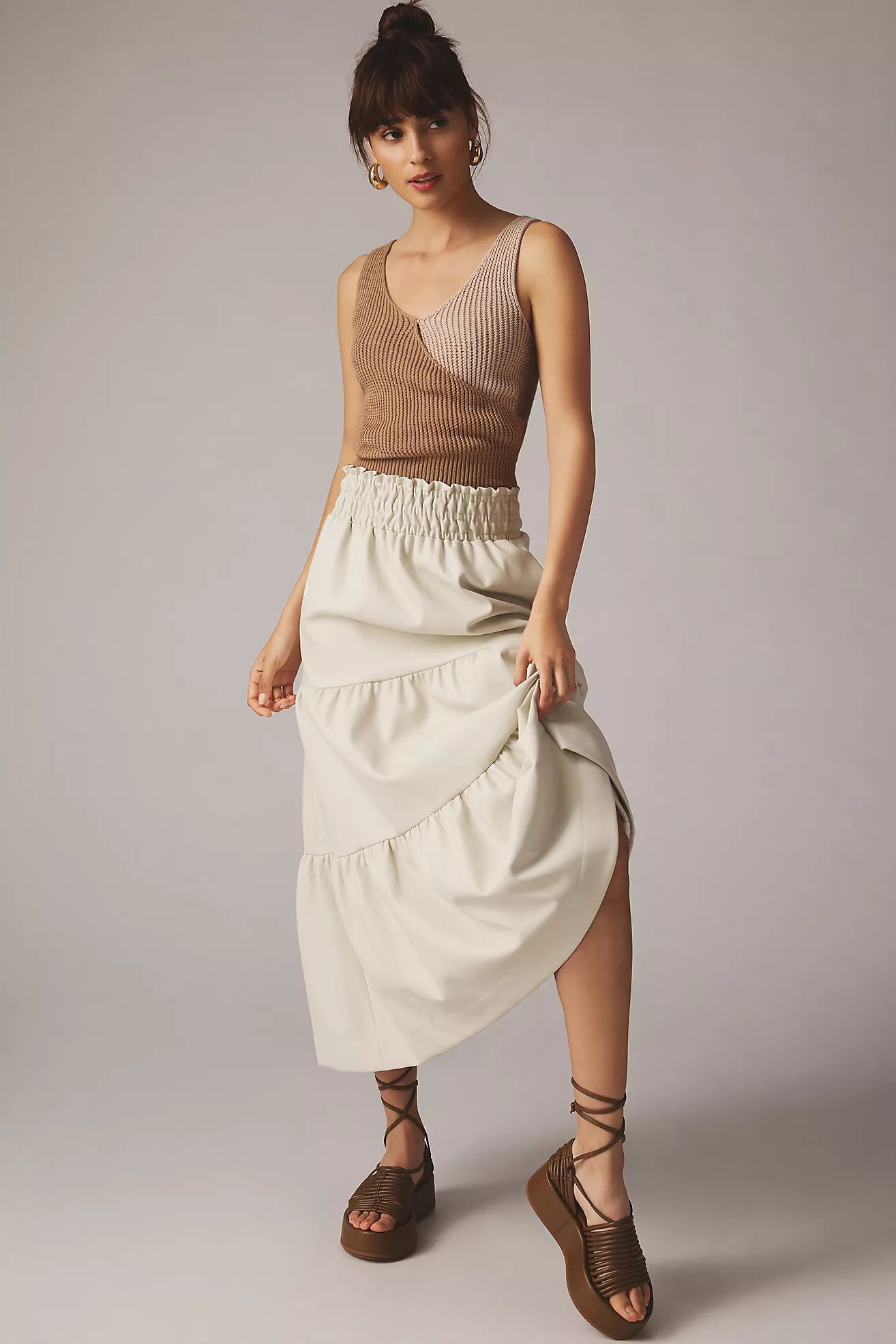 The Somerset Faux Leather Midi Skirt | Anthropologie (US)