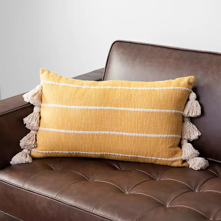 Sunny Yellow Lumbar Pillow with Tassels | Kirkland's Home