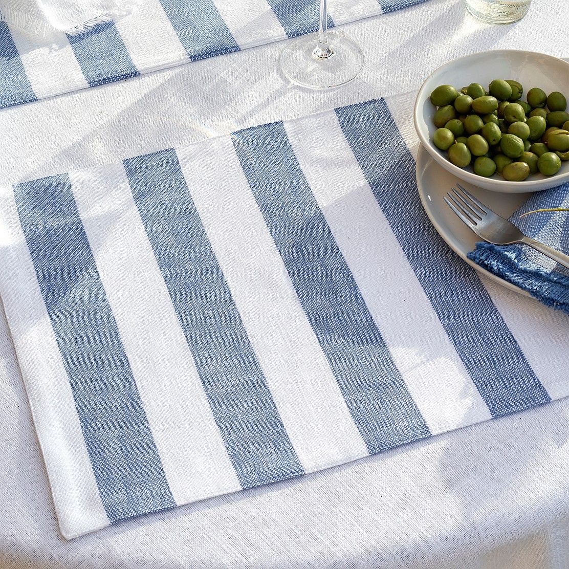 Blue Stripe Placemats – Set of 2 | The White Company (UK)