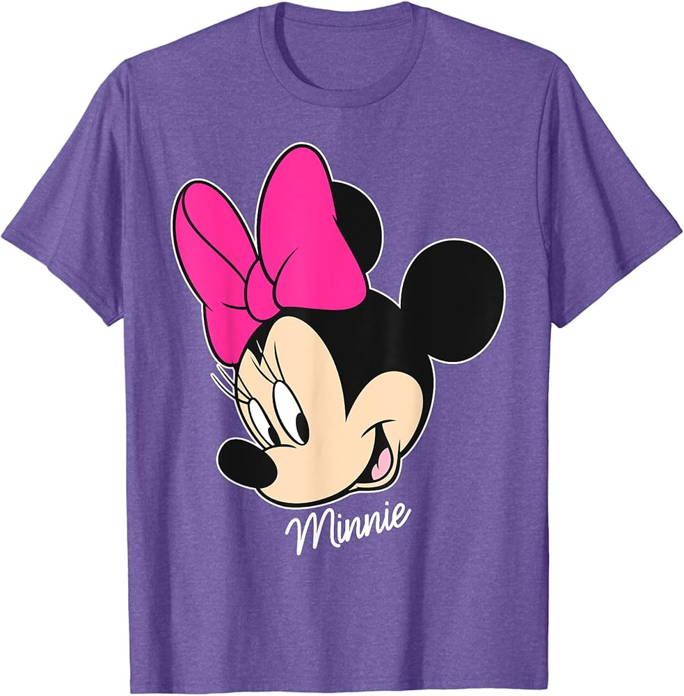 Disney Mickey And Friends Minnie Mouse Big Face T-Shirt, Black, Small | Amazon (US)
