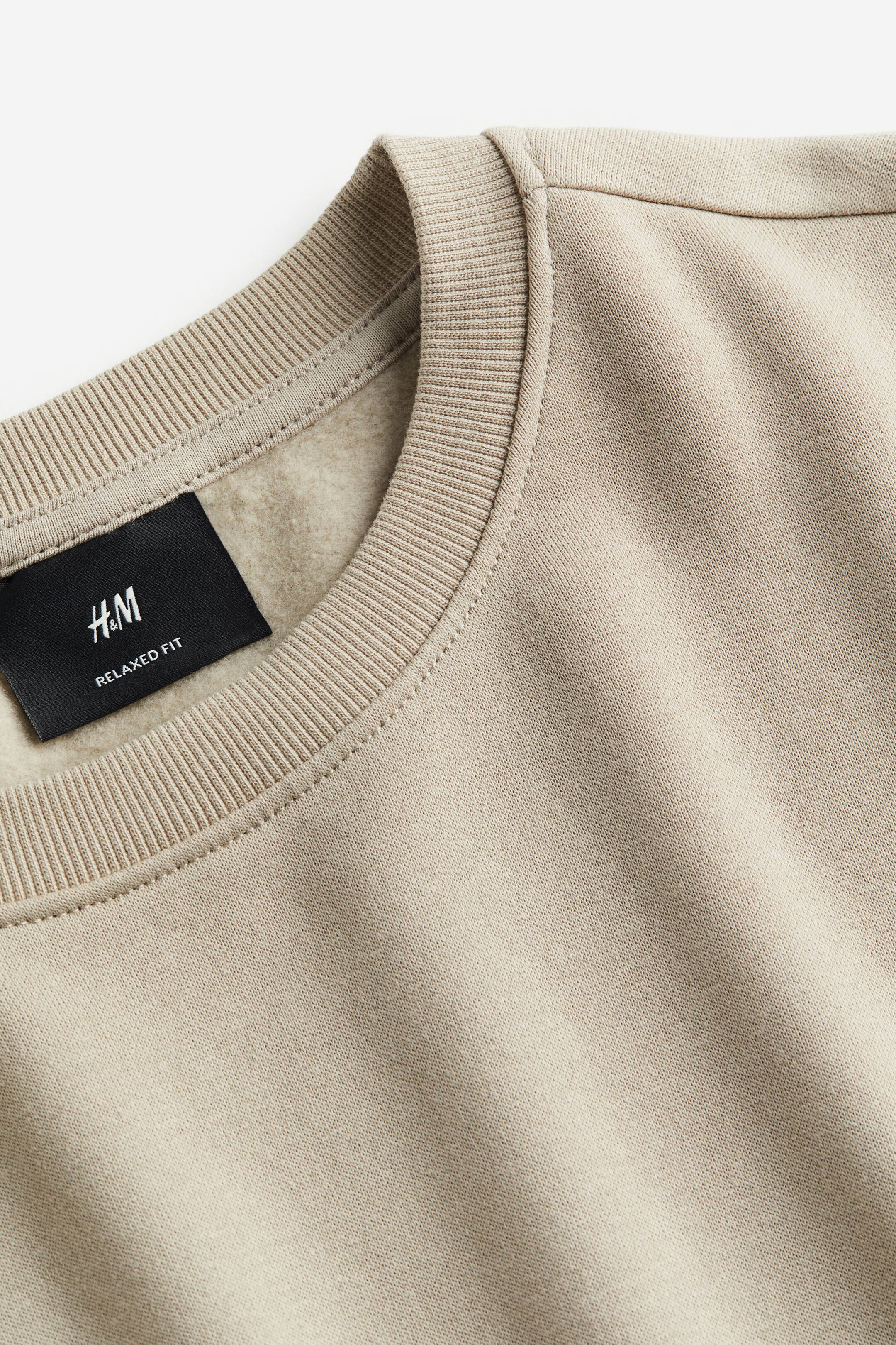 Loose Fit Sweatshirt - Round Neck - Long sleeve - Beige - Men | H&M US | H&M (US + CA)