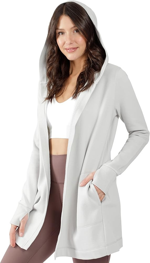 90 Degree By Reflex Heavy Fleece Open Hooded Cardigan | Amazon (US)