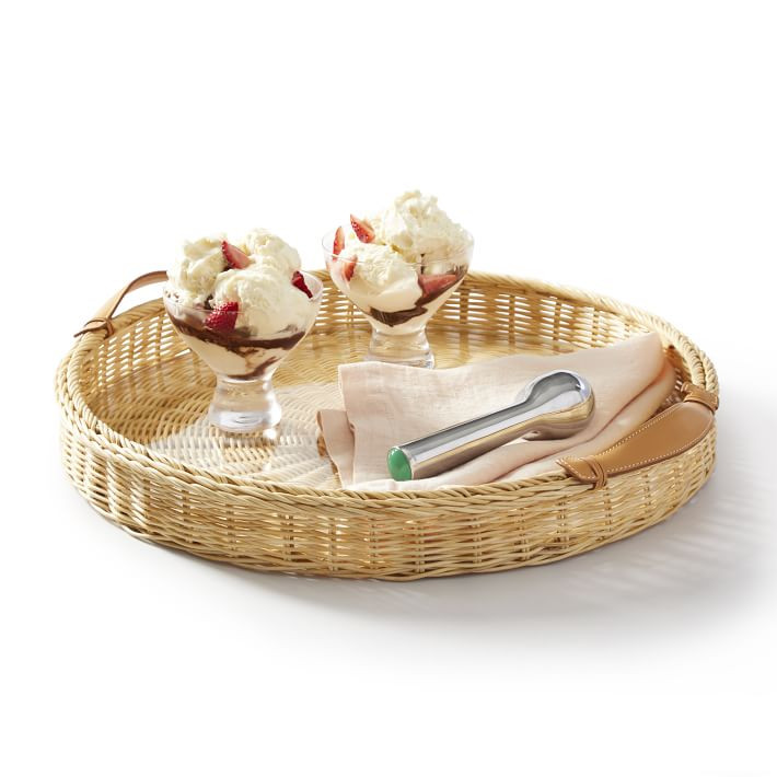 Wicker and Leather Tray | Mark and Graham
