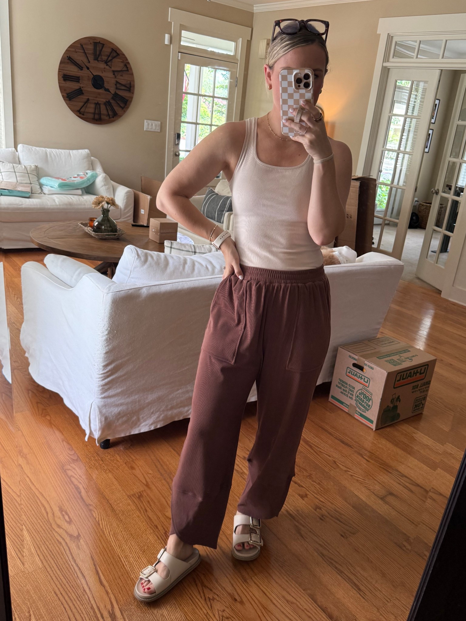 Comfy but stylish! Loving these pants that feel like sweatpants but able to feel out together! Tank is amazing and stays put. The shoes are my summer daily’s! 

#LTKFindsUnder50 #LTKSummerEdit #LTKStyleTip