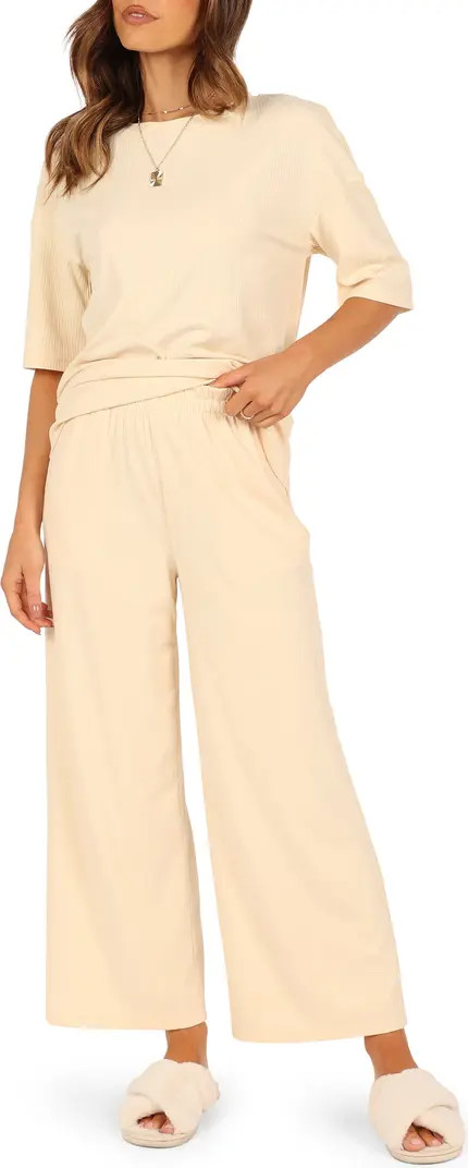 Petal & Pup Cleo Elbow Sleeve Top & Wide Leg Pants Lounge Set | Nordstrom | Nordstrom