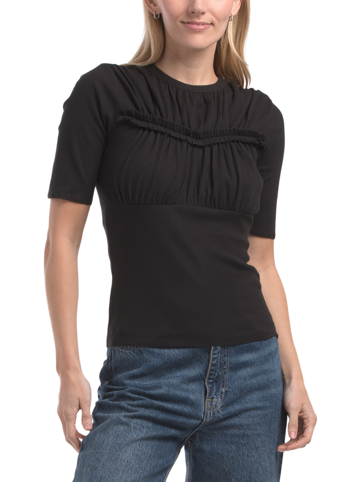 Pima Cotton Blend Lilia Ruched Bust Tee | TJ Maxx
