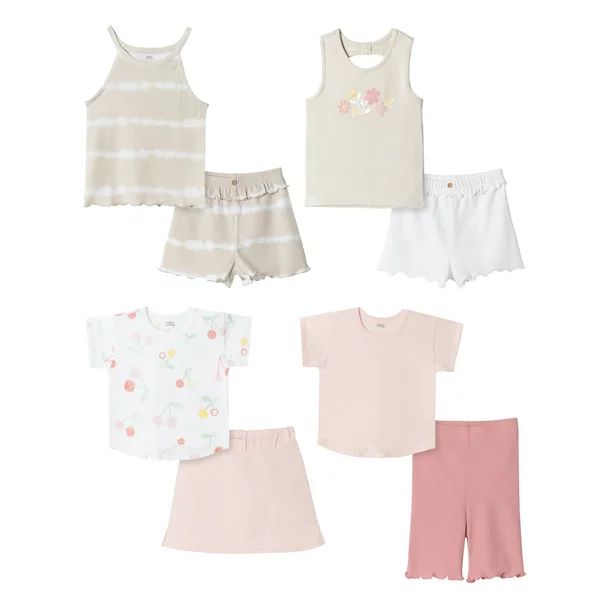 Modern Moments by Gerber Baby & Toddler Girl Tanks, Short Sleeve Tops, Skort & Shorts Outfit Set,... | Walmart (US)