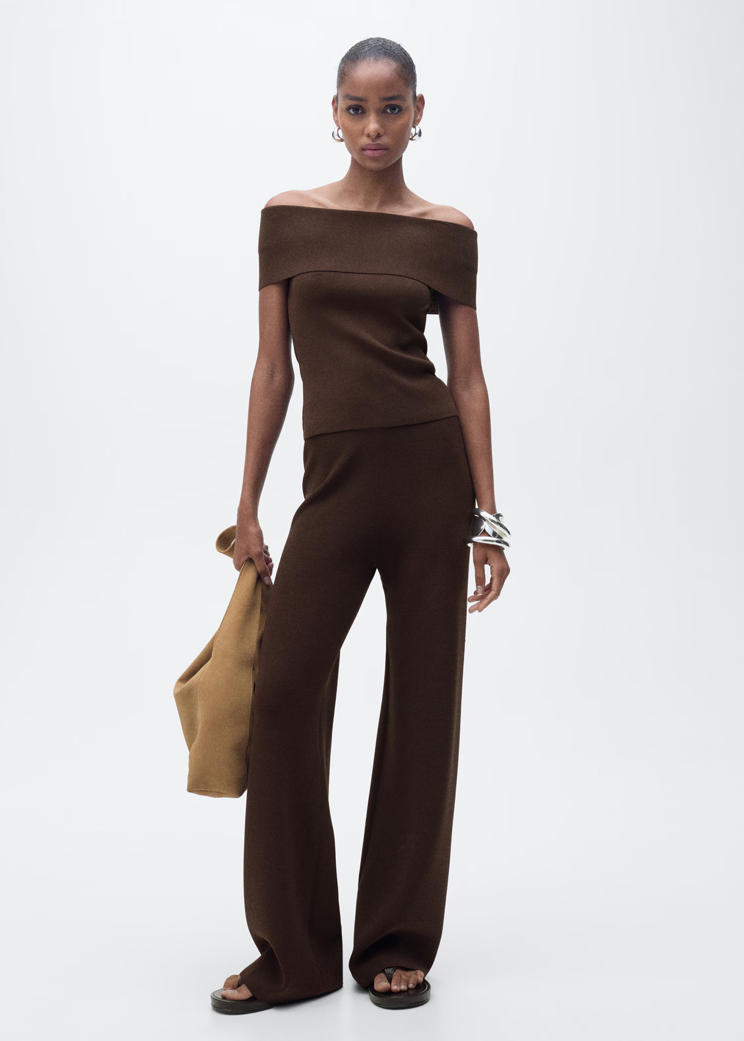 Off-the-shoulder knitted top - Women | MANGO USA | Mango (US/MX/AU)