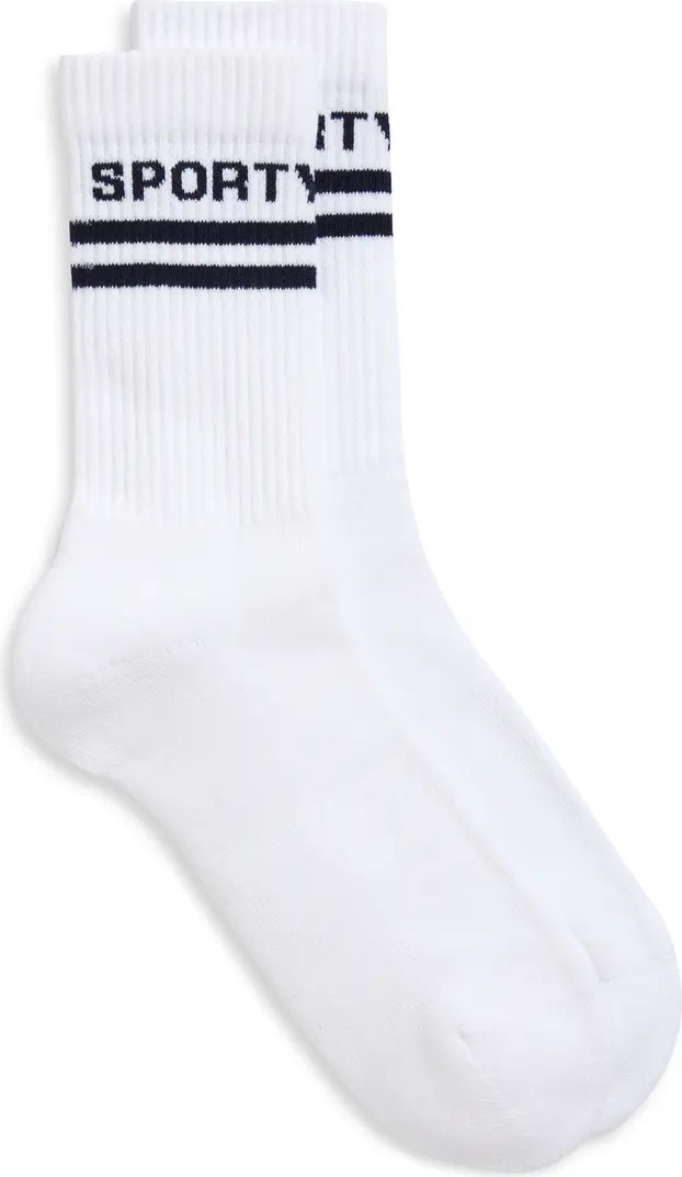 Sporty & Rich Logo Cotton Blend Crew Socks | Nordstrom | Nordstrom