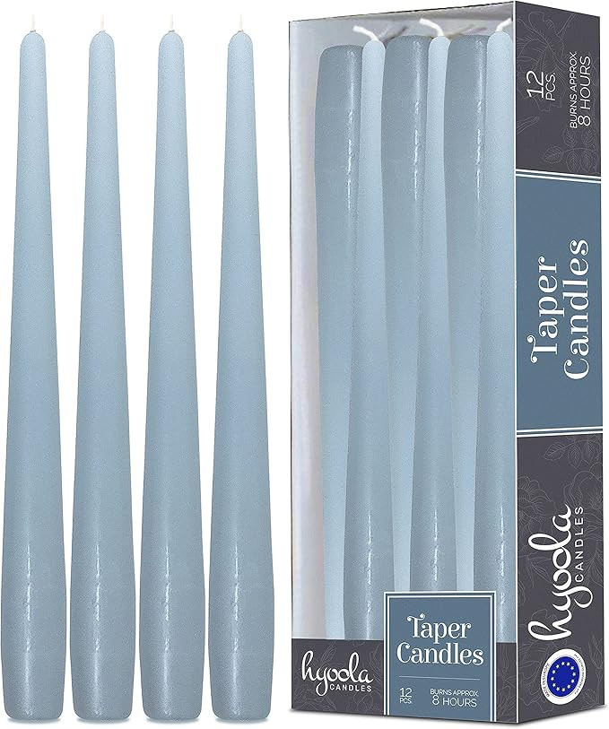 Hyoola Tall Taper Candles - 10 Inch Ice Blue Unscented Dripless Taper Candles - 8 Hour Burn Time ... | Amazon (US)