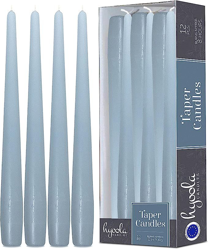 Hyoola Tall Taper Candles - 10 Inch Ice Blue Unscented Dripless Taper Candles - 8 Hour Burn Time ... | Amazon (US)