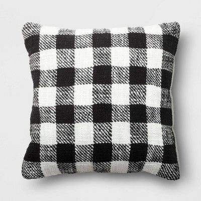 Holiday Woven Cotton Slub Buffalo Checked Square Throw Pillow - Wondershop™ | Target