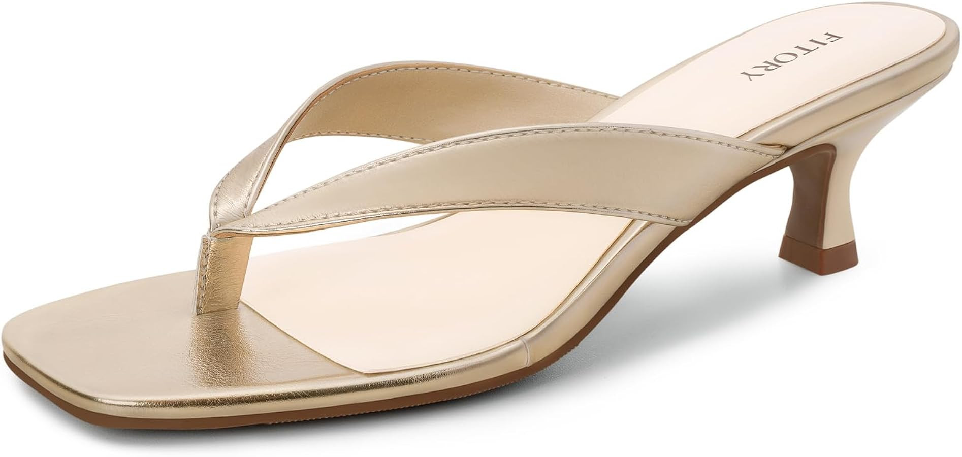 FITORY Women's Sexy Kitten Heel Flip Flops,Square Open Toe Low Heel Sandals, Slip on Comfortable ... | Amazon (US)