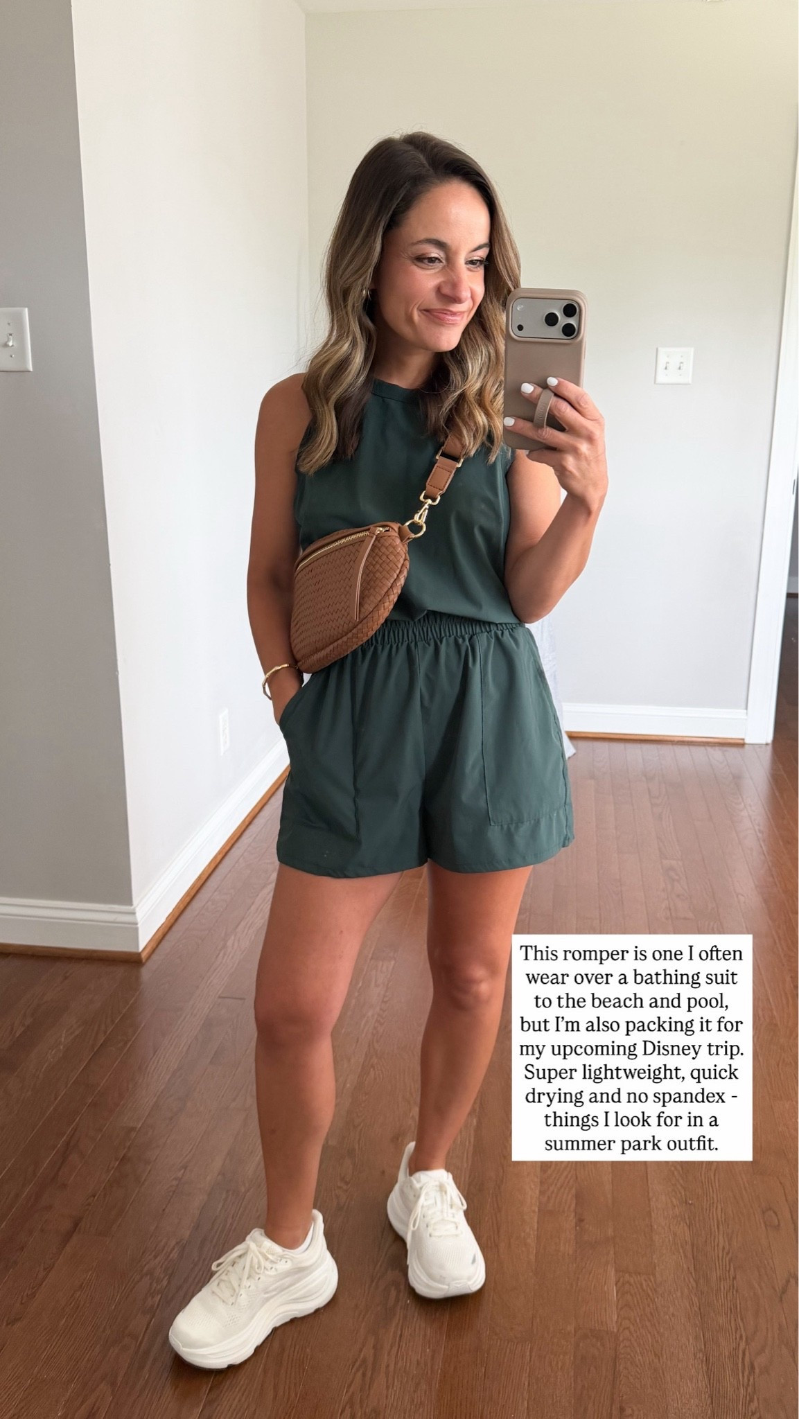 Comfortable casual outfits I’ve been wearing lately! 

Romper (Nordstrom): xs
Shoes (Hoka): true to size
