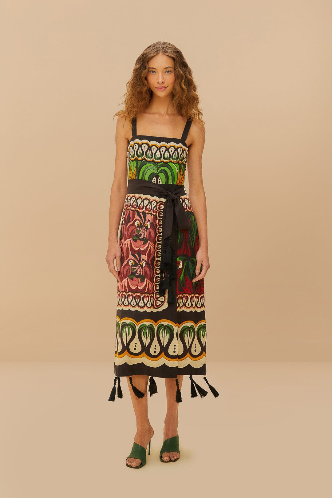 Off-White Coconut Tree Flow LENZING™ ECOVERO™ Euroflax™ Dress | FarmRio (US)