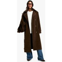 Womens Vintage Suede Look Trench Coat - Brown - 10 | boohoo (US & Canada)