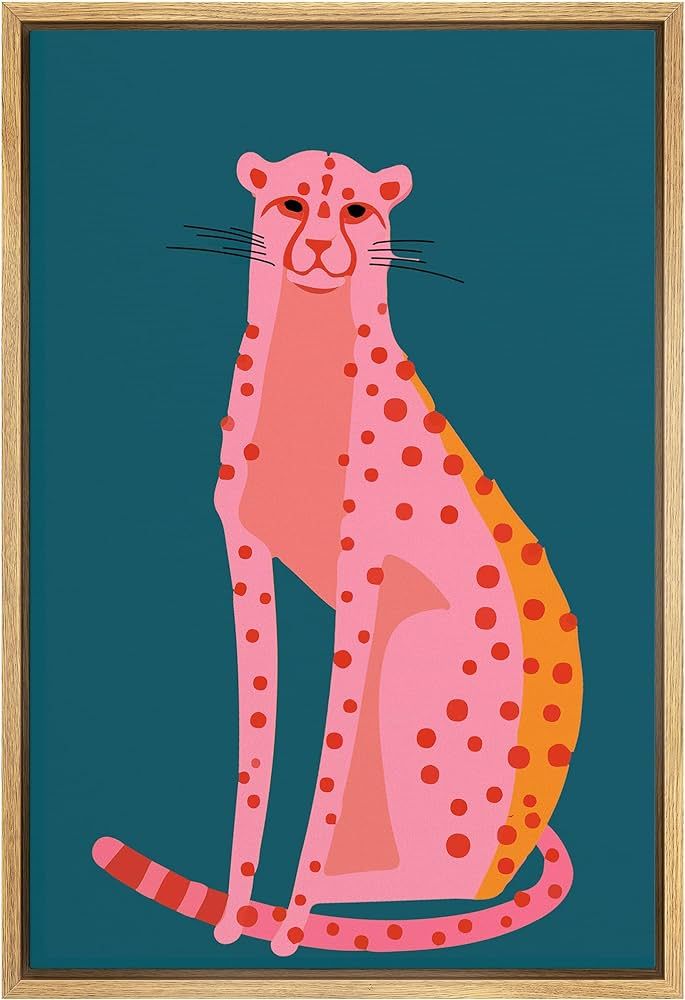 SIGNWIN Framed Canvas Print Wall Art Preppy Room Decor Pink Orange Dot Cartoon Jungle Cheetah Nat... | Amazon (US)