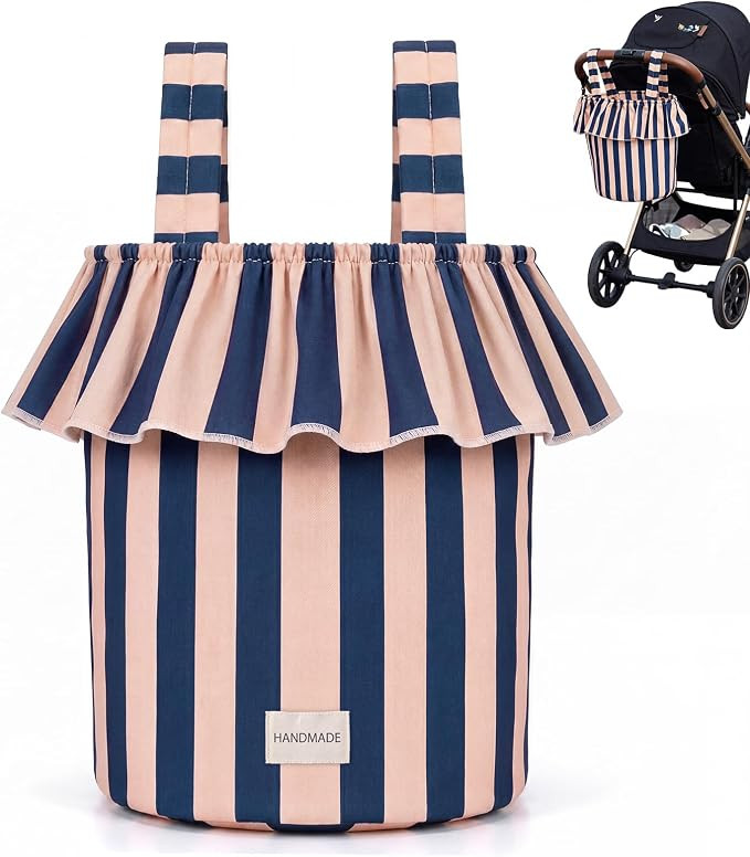 Abbylike Ruffle Stroller Bag with Removable Handles, Cotton Stroller Organizer with Waterproof Li... | Amazon (US)