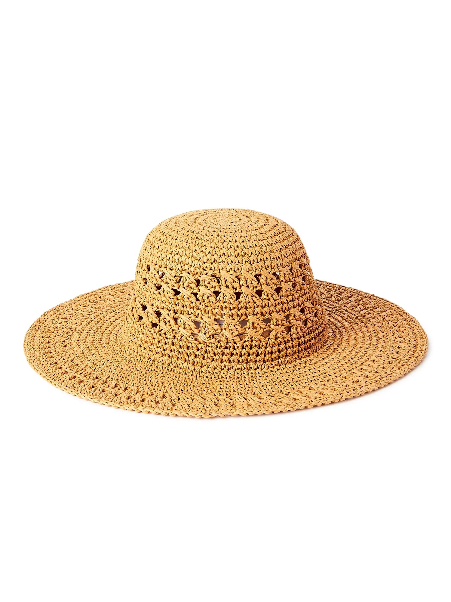 Time And Tru Women's Woven Straw Hat - Walmart.com | Walmart (US)