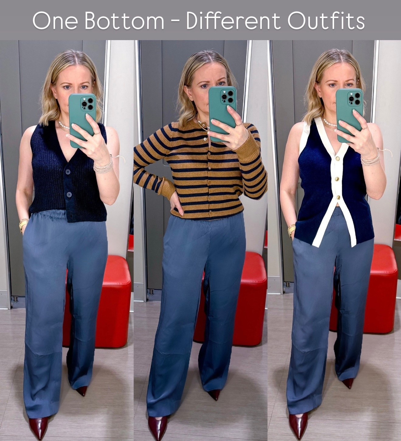 One bottom, 3 different outfits, all from Target and under $50. These pants are so versatile. Easy to dress up or down. You can style them for work, lunch or dinner dates, or add a blazer for a more formal event. For a casual look, I would pair them with oversized sweaters and sneakers. 



Target fall fashion, fall outfit, business casual, Fall outfits, fall workwear, fall outfit, business casual, satin pants, trending pants, satin pull on pants
#LTKStyleTip
#LTKShoeCrush


#LTKFallSale 

#LTKFindsUnder50 #LTKWorkwear #LTKSeasonal #LTKOver40 #LTKPetite