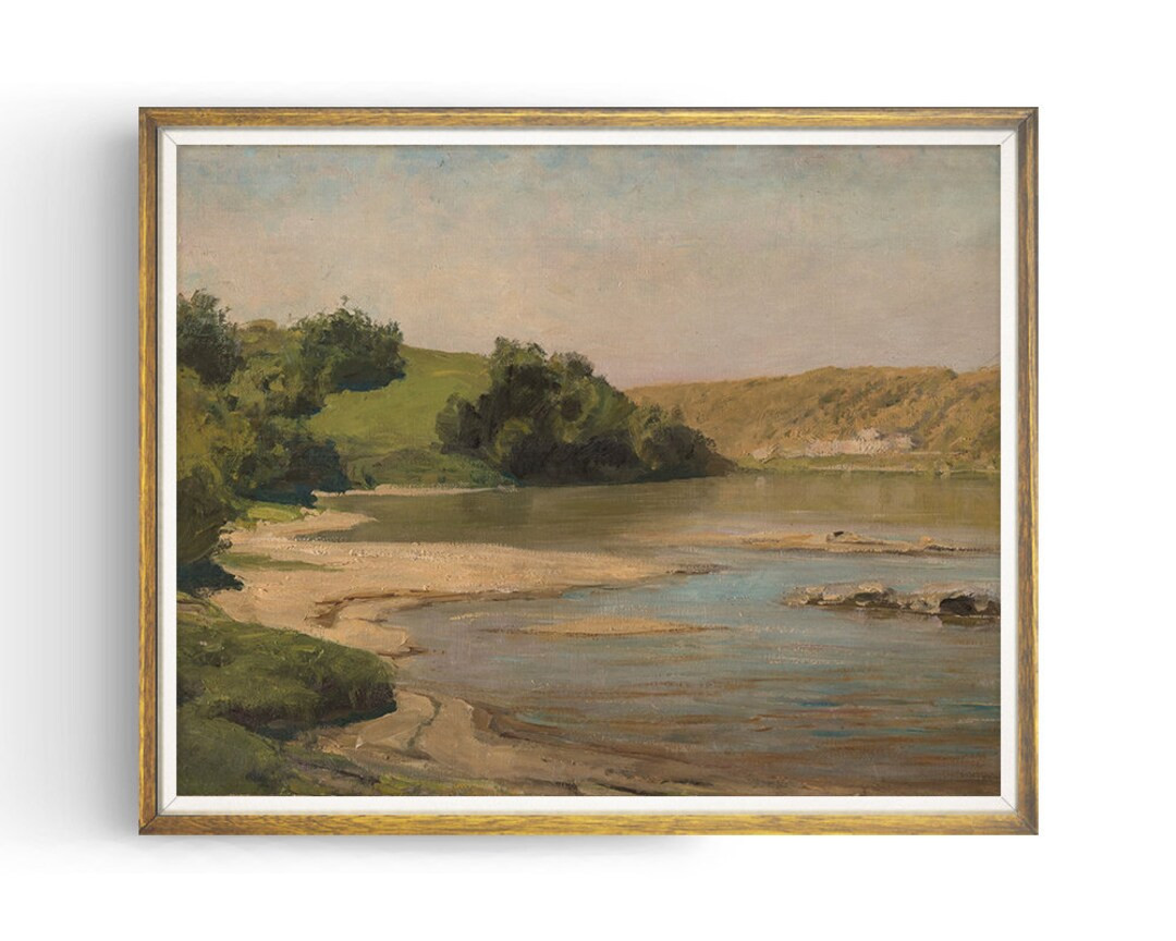 Landscape Painting - Country Landscape c. 1800 - River - Farmhouse Decor - Cottage Decor - Fine A... | Etsy (UK)