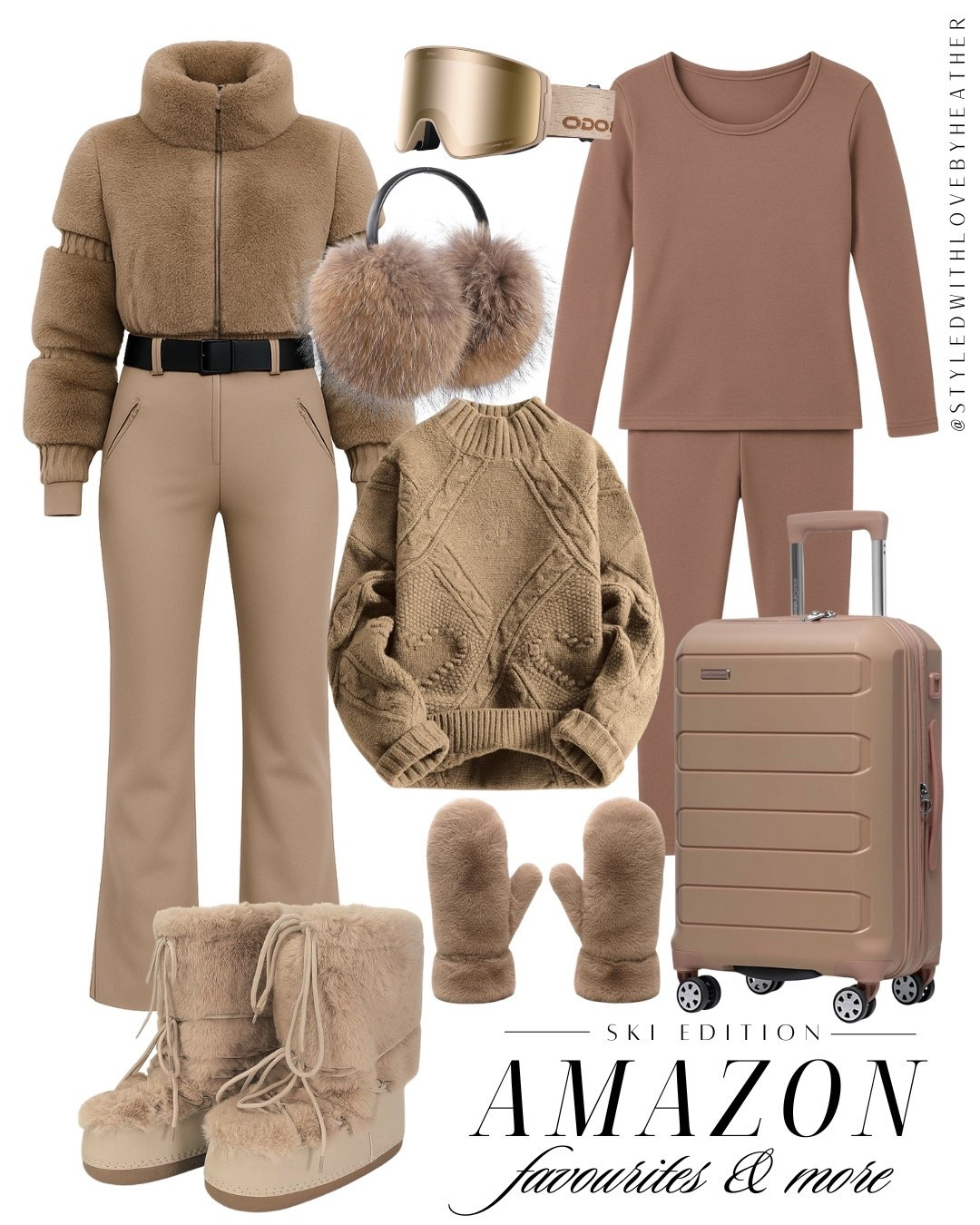 Neutral ski outfits but make it luxe 🤎❄️ If you want to stay warm, cozy, and put-together on your winter trip, this is the perfect Amazon ski edit — chic fleece jacket, thermal base layers, cozy knit, faux fur boots, mittens, goggles, and a travel-ready suitcase that fits it all.

Shop everything in my LTK ski favorites, save this for your next cold-weather getaway, and grab these before they sell out ✨ #LTKwinter #LTKtravel #LTKstyletip

#LTKSeasonal #LTKootd #LTKPetite
