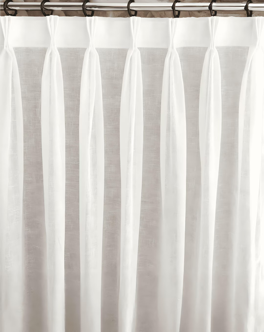 Extra Wide Triple Pinch Pleated Linen Sheer Curtains, Sheer Pleated Cafe Curtains, Custom Size Cu... | Etsy (US)