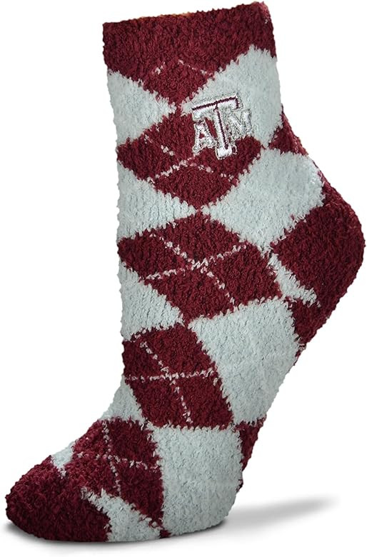 For Bare Feet NCAA Argyle Fuzzy Sleep Socks | Amazon (US)