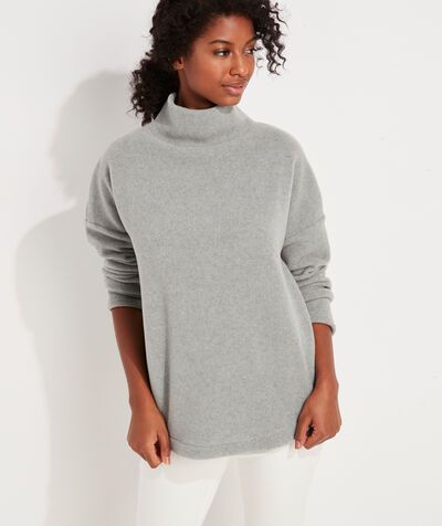 Funnel-Neck Heathered Cozy Fleece Top | vineyard vines