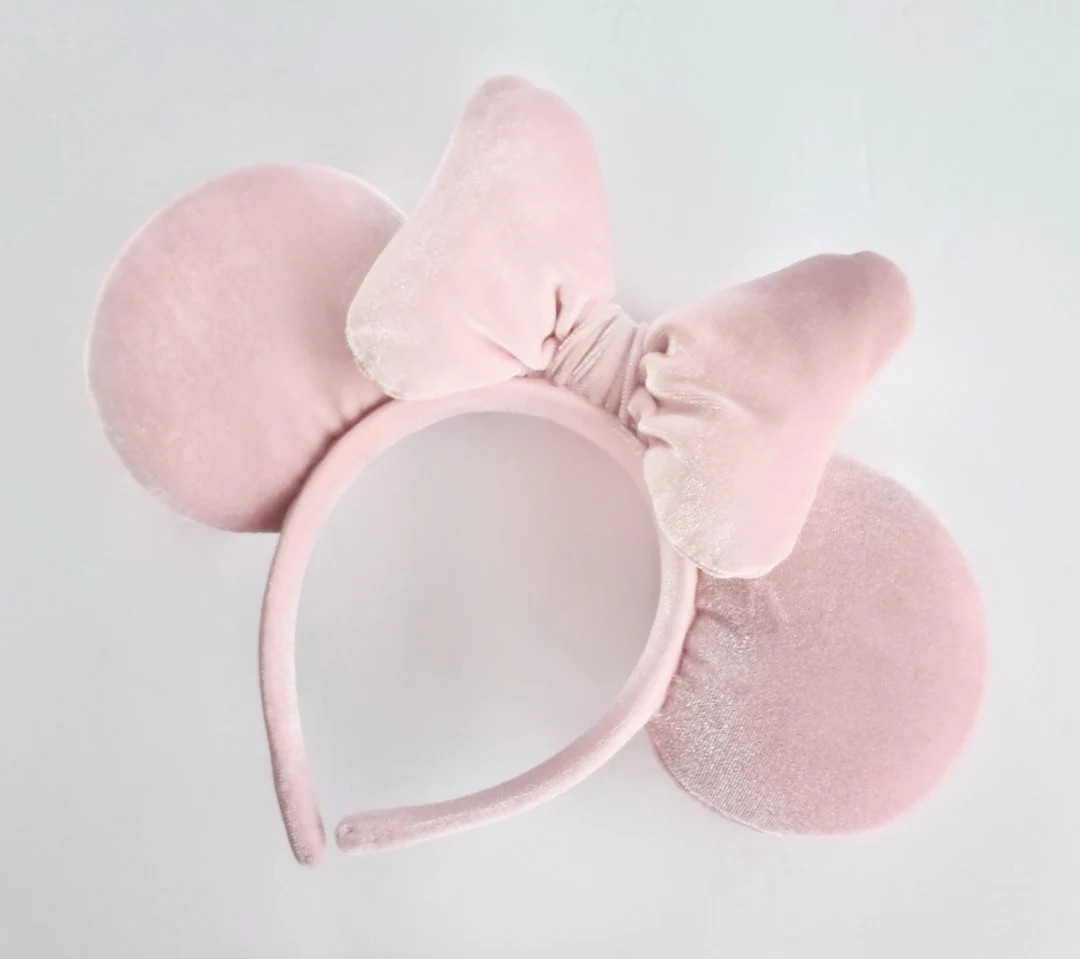 Soft Blush Light Pink Velvet Mouse Ears - Etsy | Etsy (US)