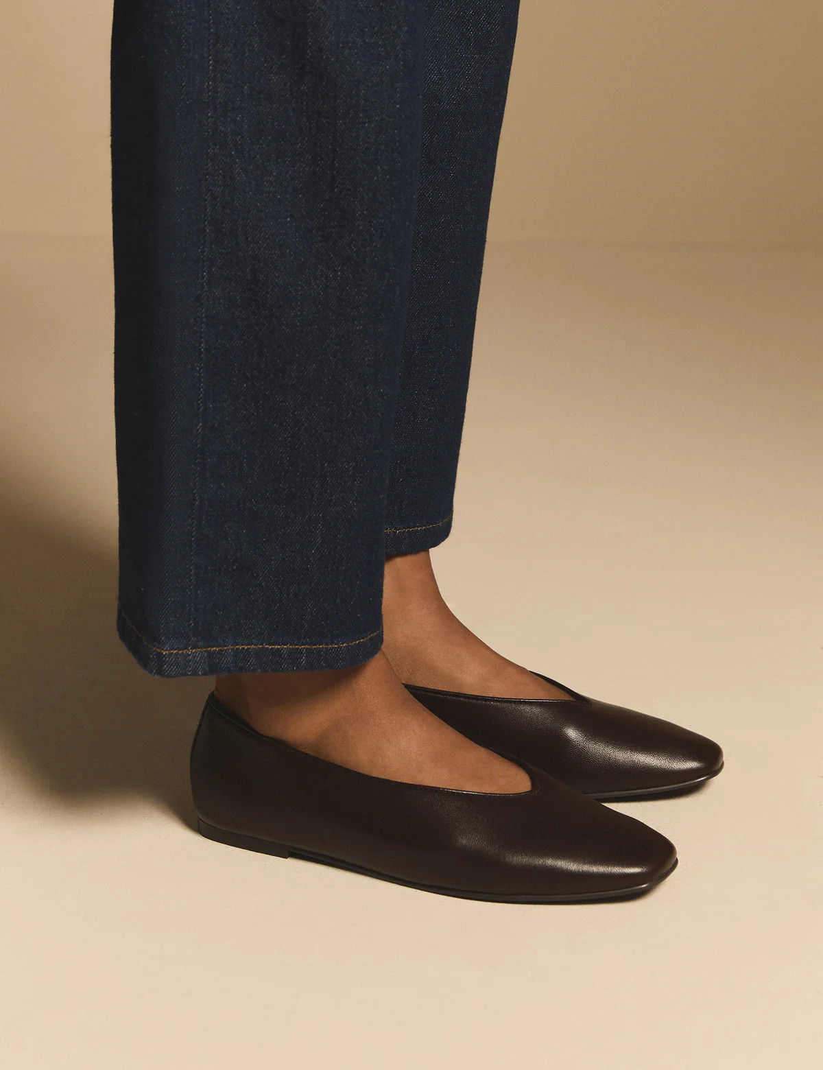 Brown Leather High Vamp Ballet Flats | Nobody's Child