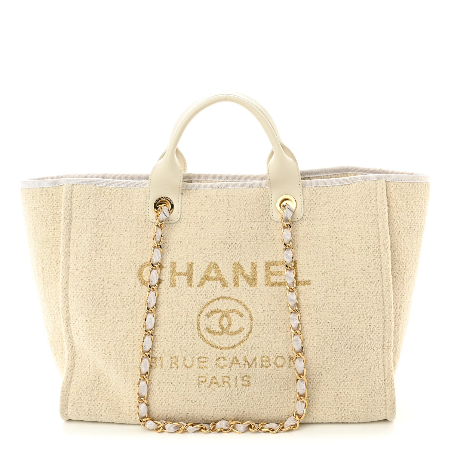 Lurex Boucle Medium Deauville Tote White | FASHIONPHILE (US)