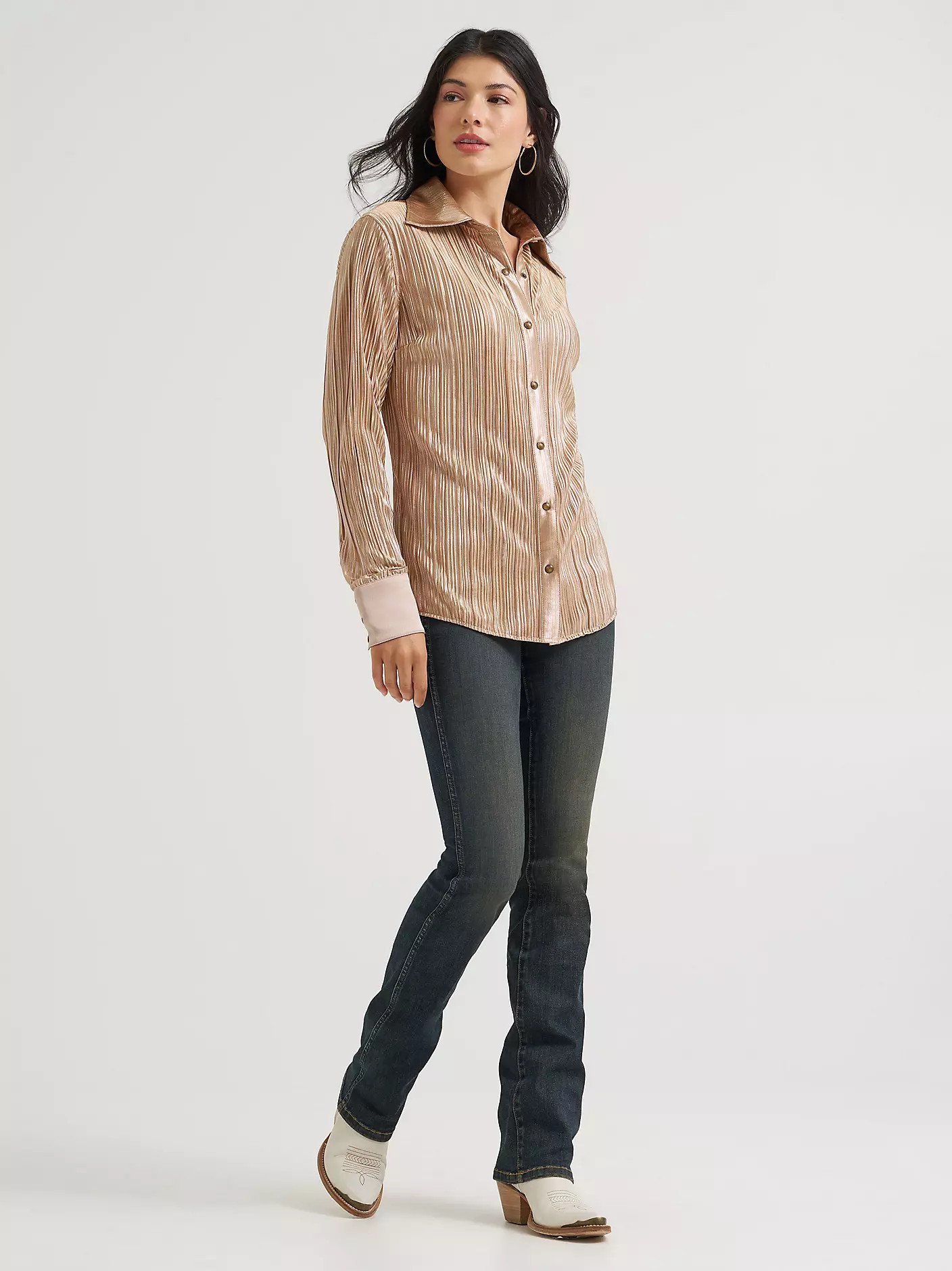 Lainey Wilson x Wrangler Rose Gold Lainey Snap Shirt | Wrangler