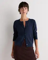 Women's Lightweight Cotton Cashmere Crew Cardigan in Atlas Navy | Quince