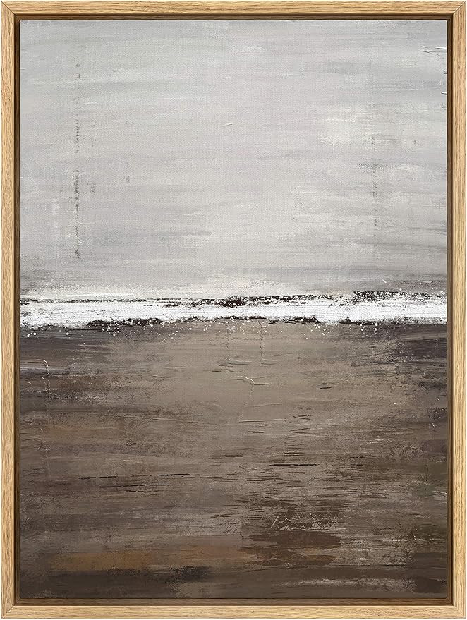 SIGNWIN Framed Canvas Wall Art Bronze and White Duotone Print Abstract Brushstroke Oil Painting M... | Amazon (US)