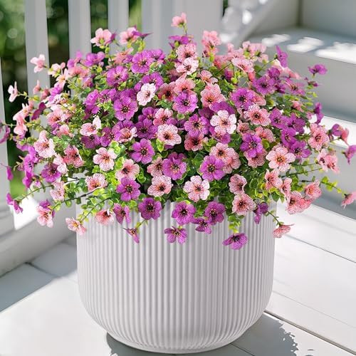 Ammyoo Artificial Fake Plants Flowers for Outdoor Spring Decor, 12 Bundles Faux Silk Mums for Pla... | Amazon (US)