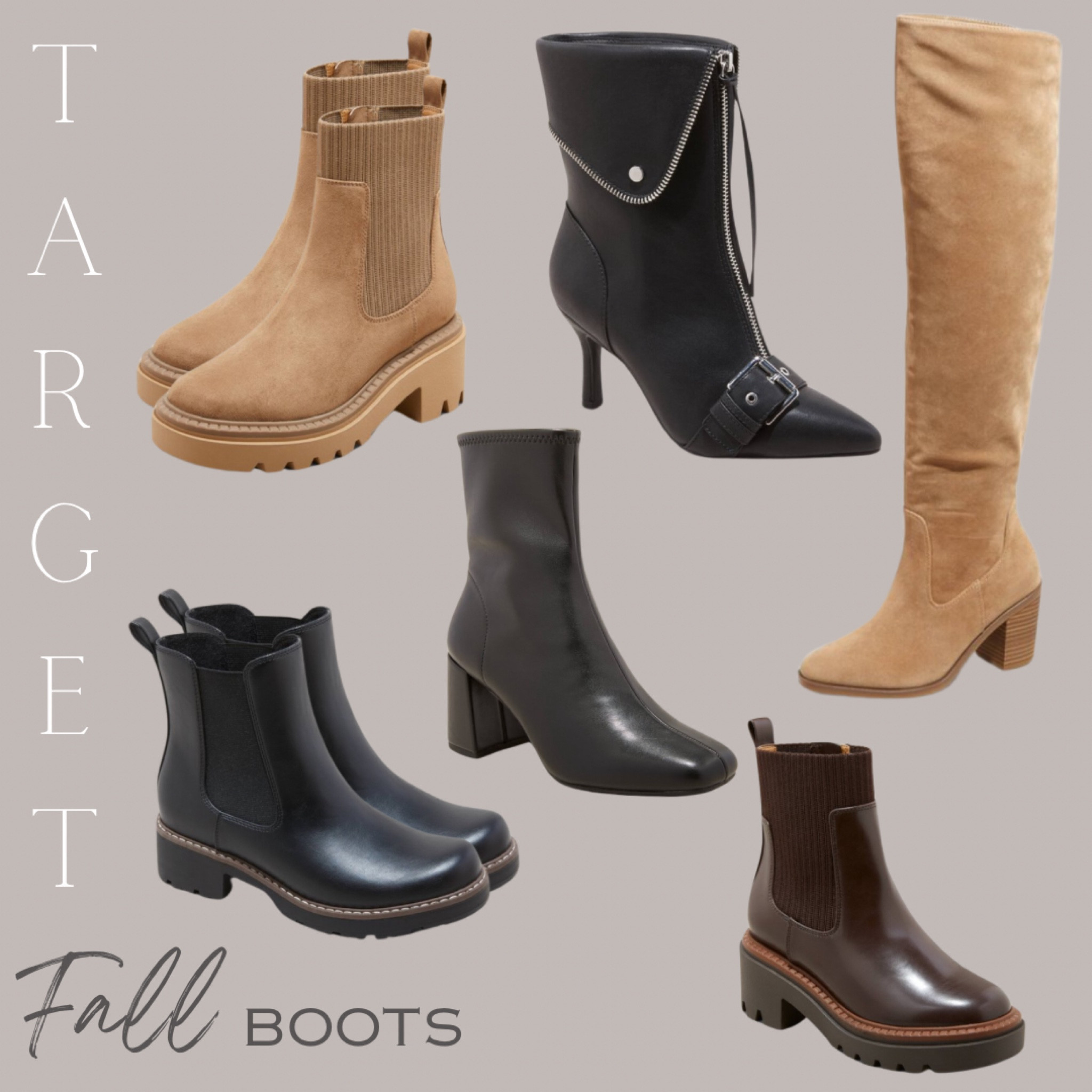 Fall boots, booties, black boots, knee high boots, brown boots, scrunch boots, over the knee boots, ankle boots 

#target #targetfinds 

#LTKSeasonal #LTKShoeCrush