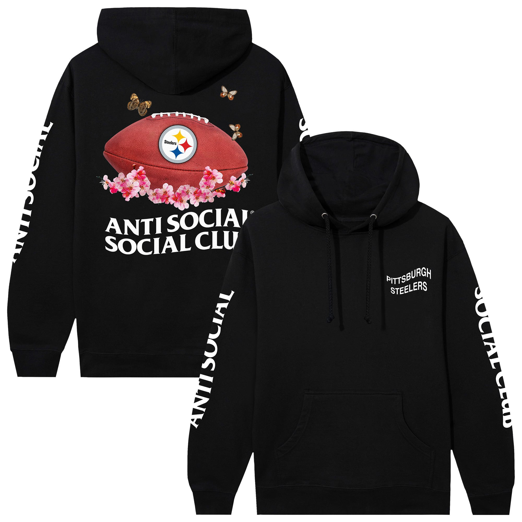 Unisex Pittsburgh Steelers AntiSocialSocialClub x NFL Black Impact Blossom Hoodie | NFL Shop
