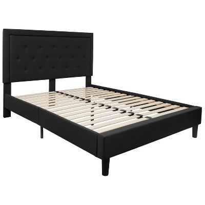 Flash Furniture Roxbury Queen Size Tufted Upholstered Platform Bed in Black Fabric | Target