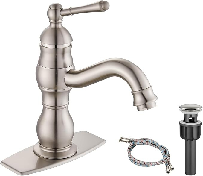 Bathroom Sink Faucet Single Hole 1 Handle Deck Mount Single Handle Brass Bathroom Sink Faucet Far... | Amazon (US)