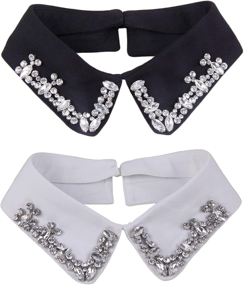 Women's Stylish Detachable Rhinestones Half Shirt Blouse False Collar Choker Peter Pan Necklace F... | Amazon (US)